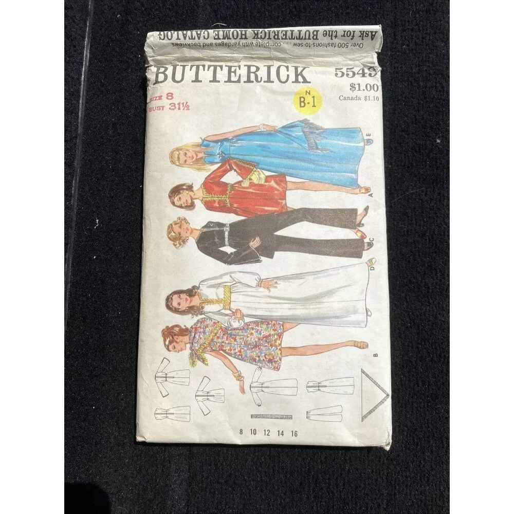 Butterick Pattern 5549 Misses One Piece Evening Dress Pants Scarf Size 8 Vintage